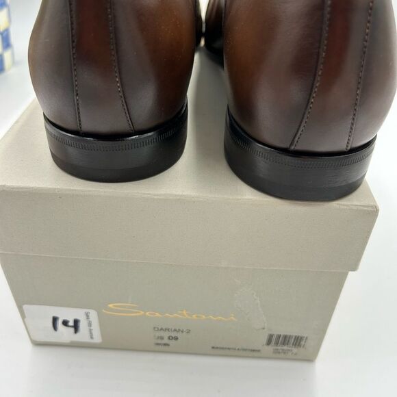 Men's Santoni leather cap toe Oxford size 9 US made in Italy cobbler soles - Picture 10 of 11
